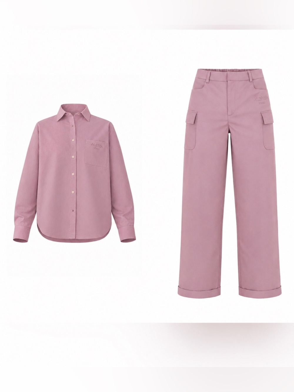 [NWT/NWOT] $298 ALEEZA PARIS Set of Urban Pants and Blouse in Dusty Rose. Small